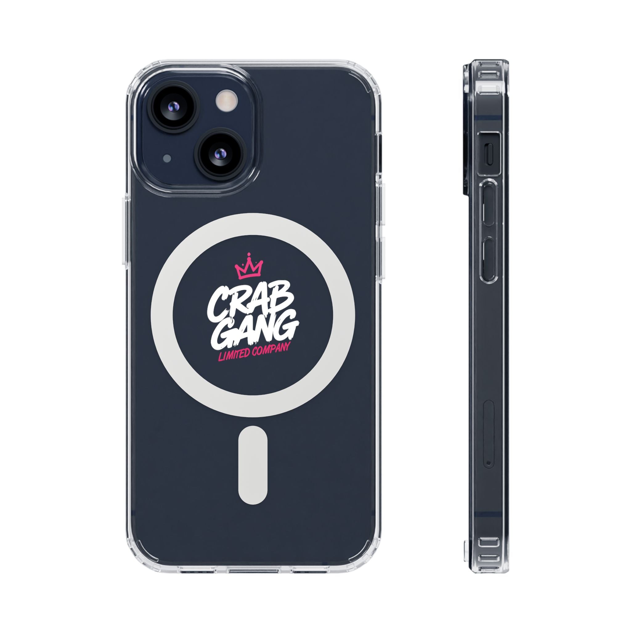 Clear Magnetic Phone Case — “Crab Gang” Logo Impact-Resistant Cover