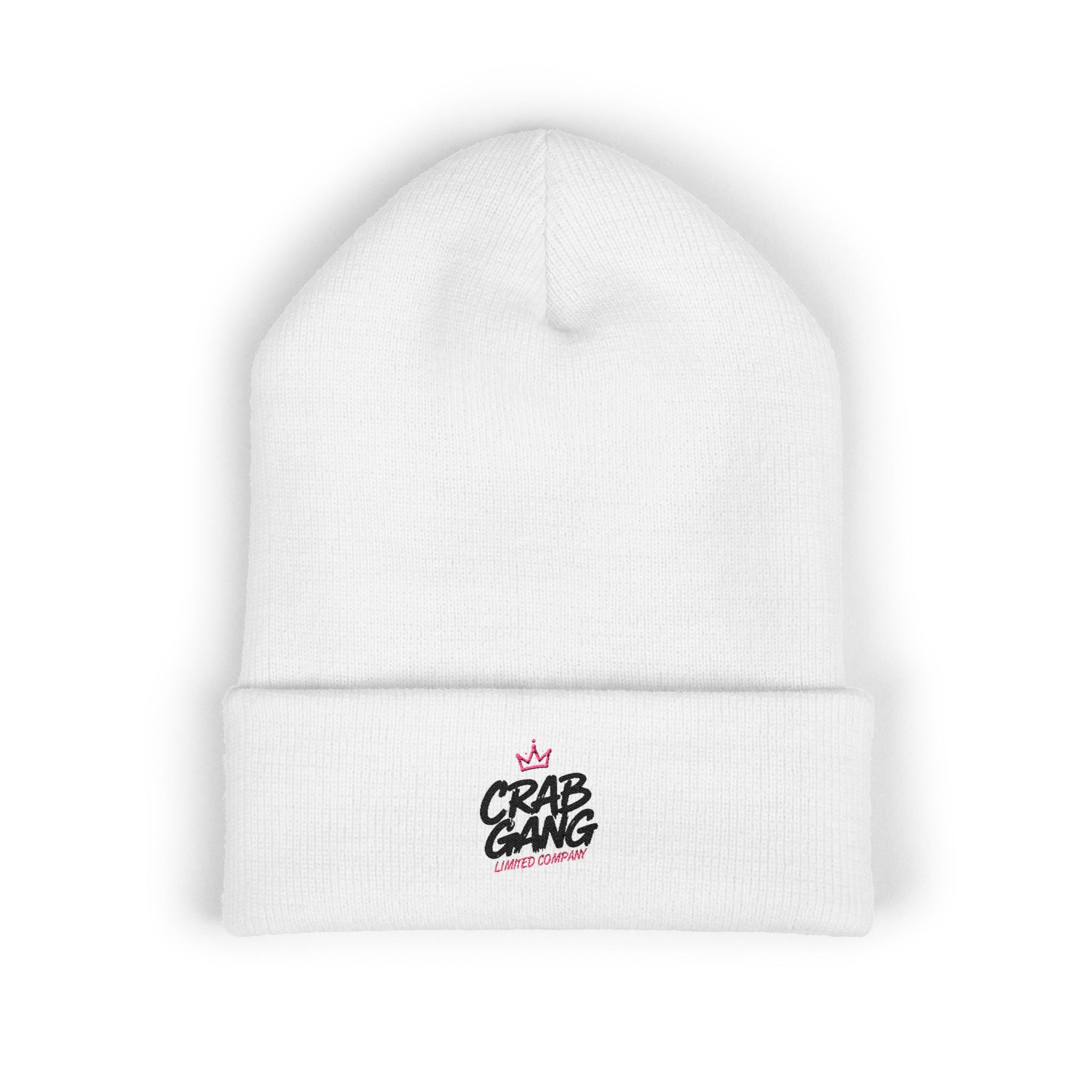Crab Gang Embroidered Cuffed Beanie — Streetwear Knit Hat