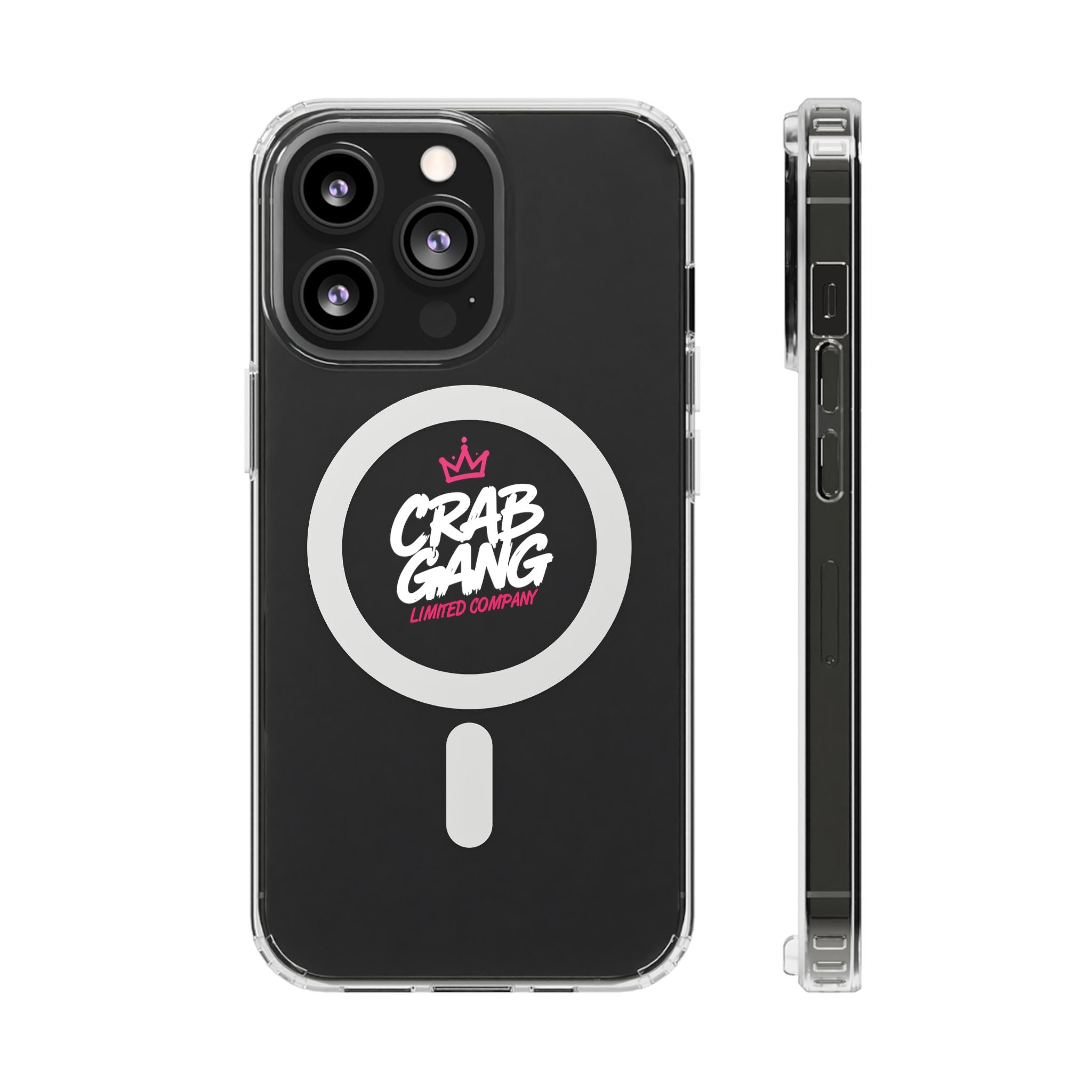 Clear Magnetic Phone Case — “Crab Gang” Logo Impact-Resistant Cover