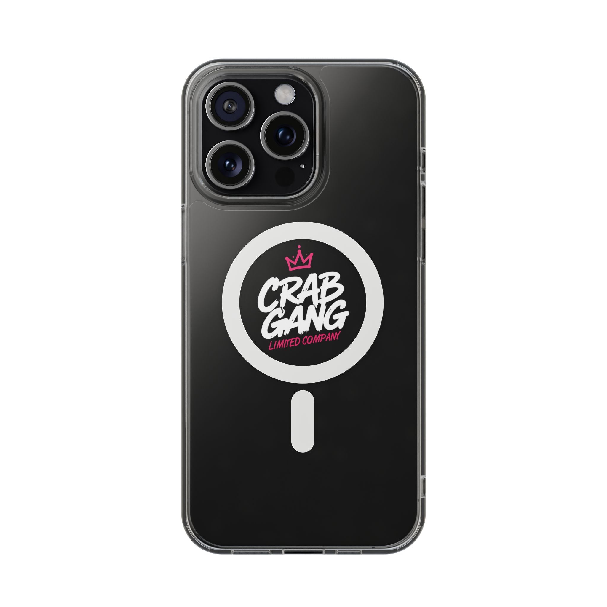 Clear Magnetic Phone Case — “Crab Gang” Logo Impact-Resistant Cover