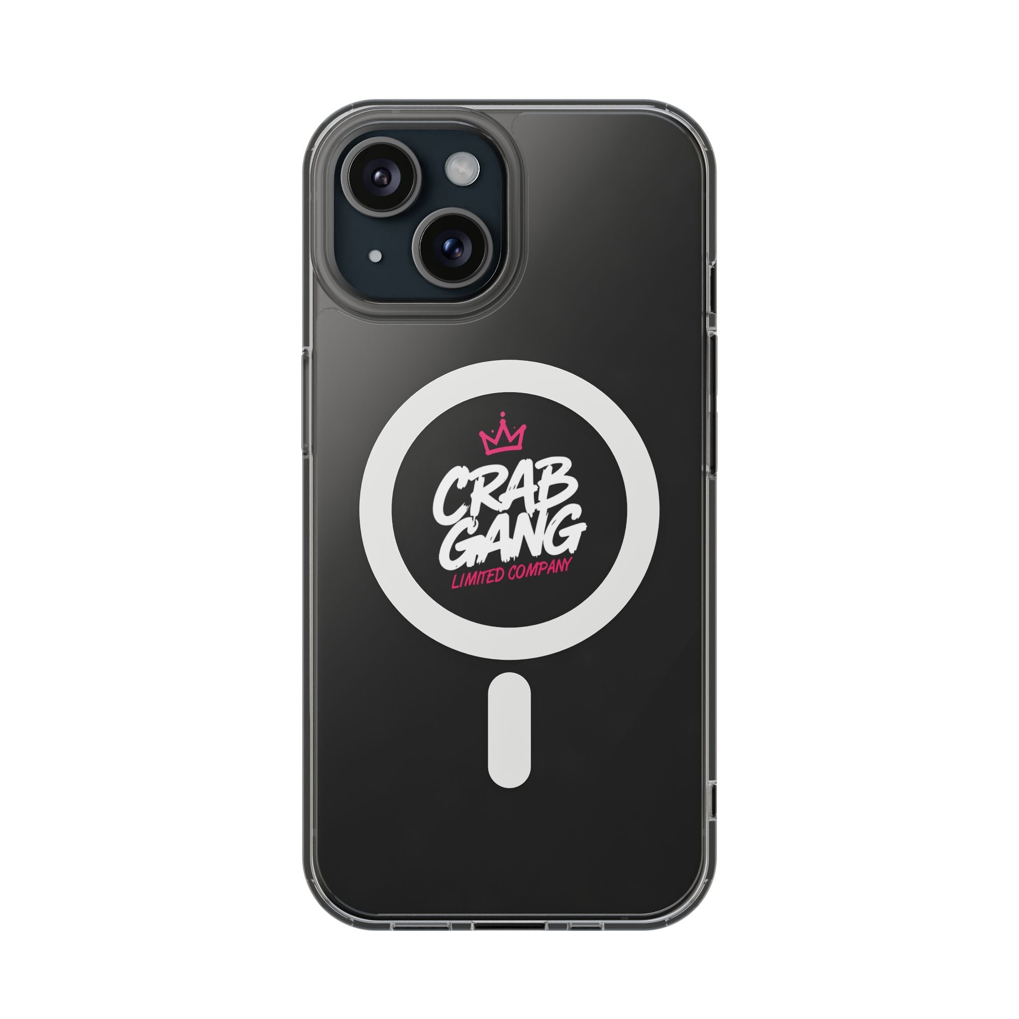 Clear Magnetic Phone Case — “Crab Gang” Logo Impact-Resistant Cover
