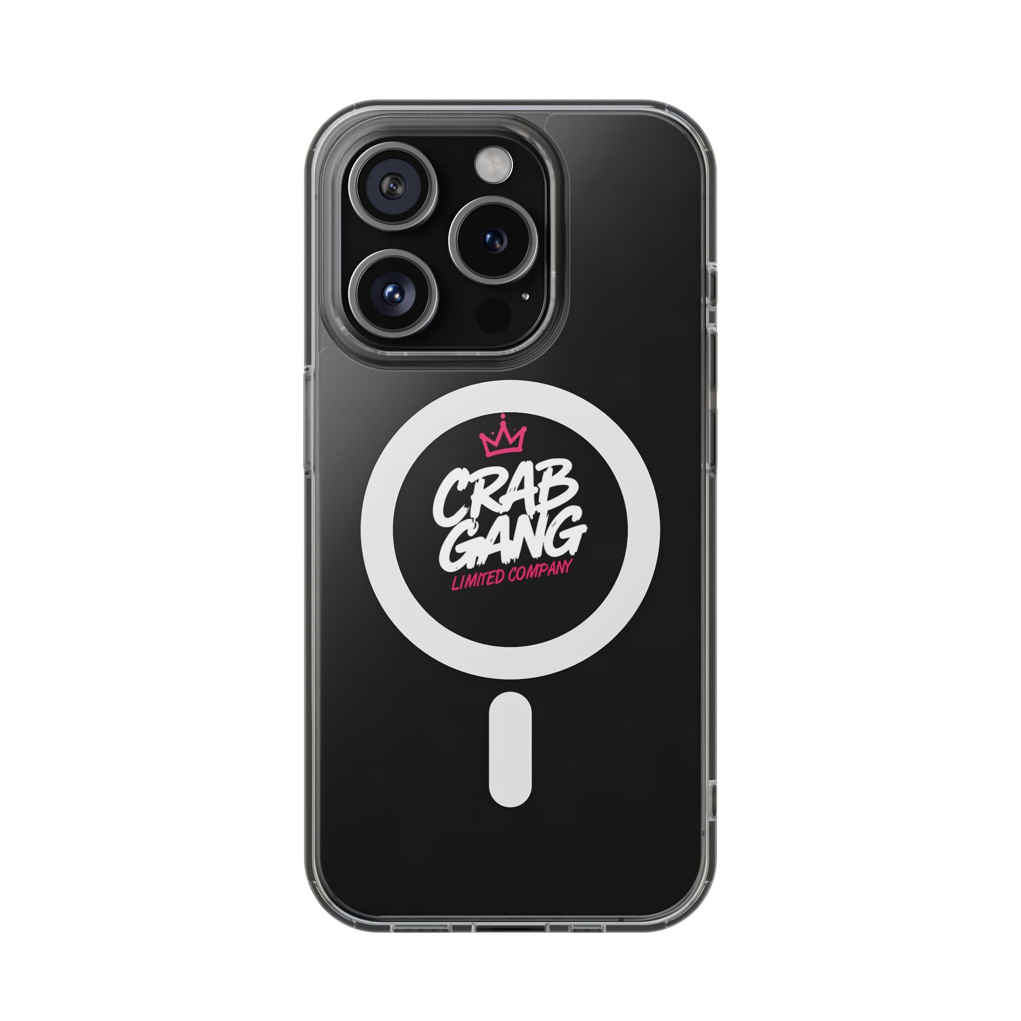 Clear Magnetic Phone Case — “Crab Gang” Logo Impact-Resistant Cover