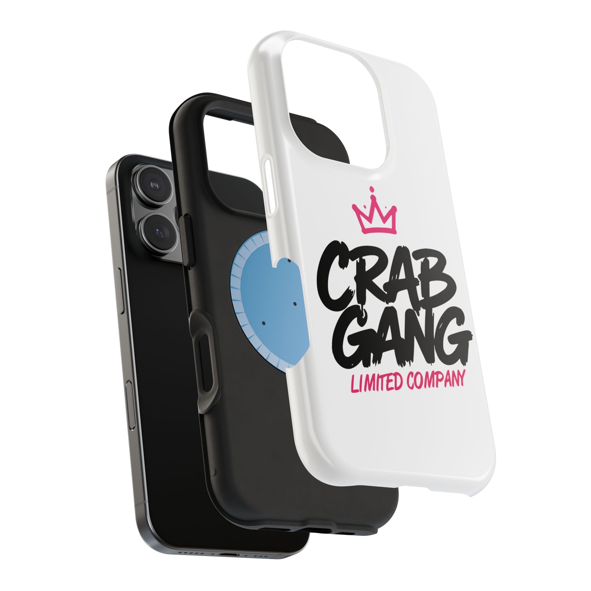 Crab Gang Magnetic Impact-Resistant Phone Case — Bold Script Logo with Pink Crown