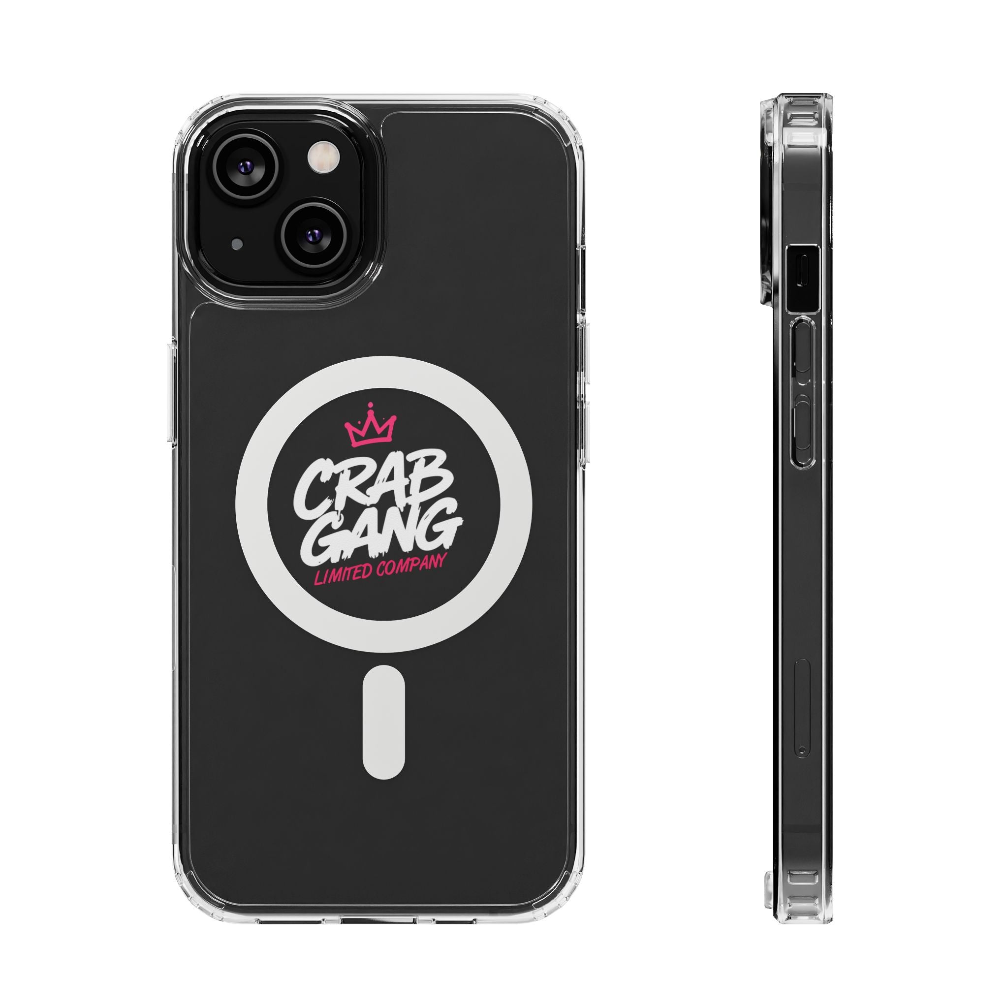 Clear Magnetic Phone Case — “Crab Gang” Logo Impact-Resistant Cover
