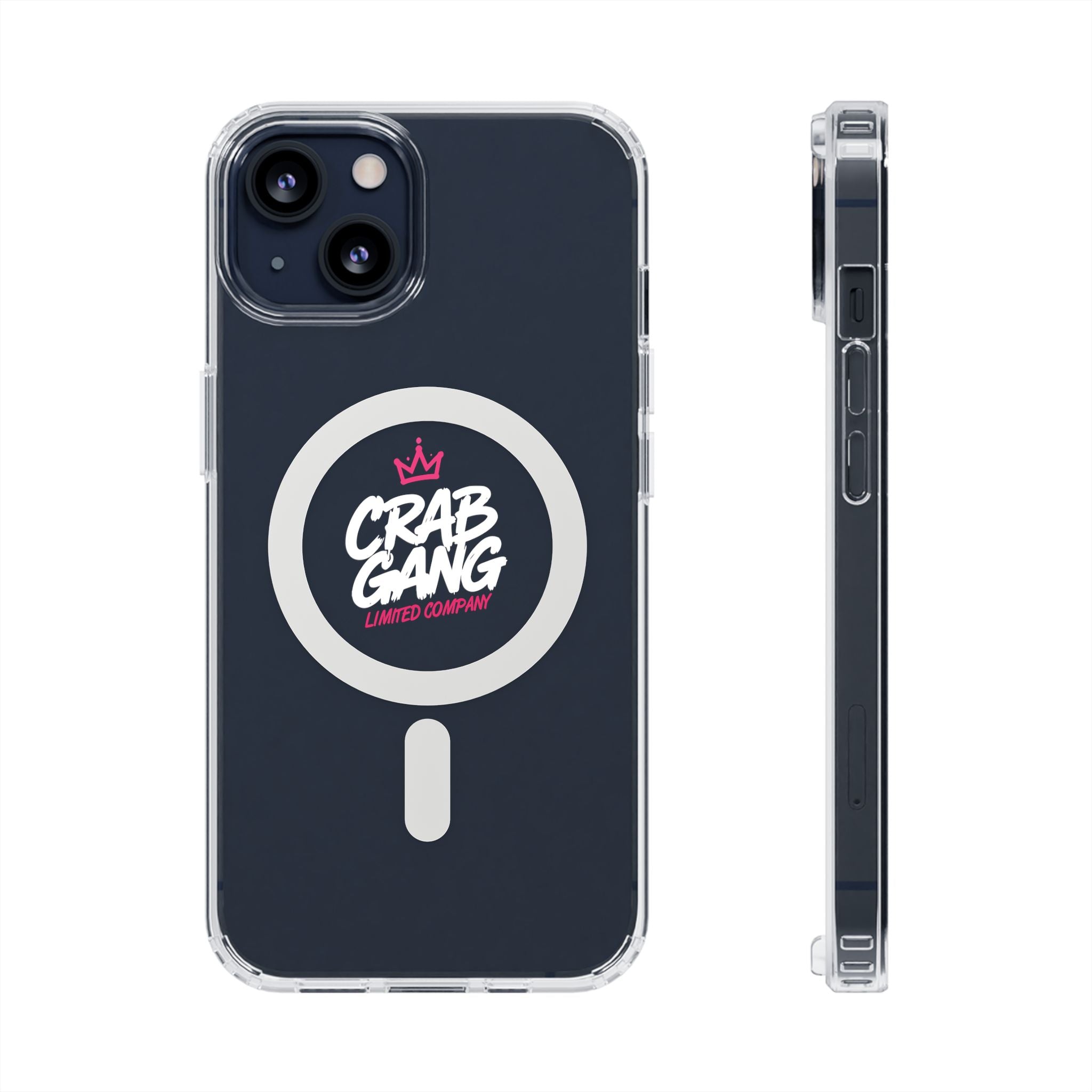 Clear Magnetic Phone Case — “Crab Gang” Logo Impact-Resistant Cover