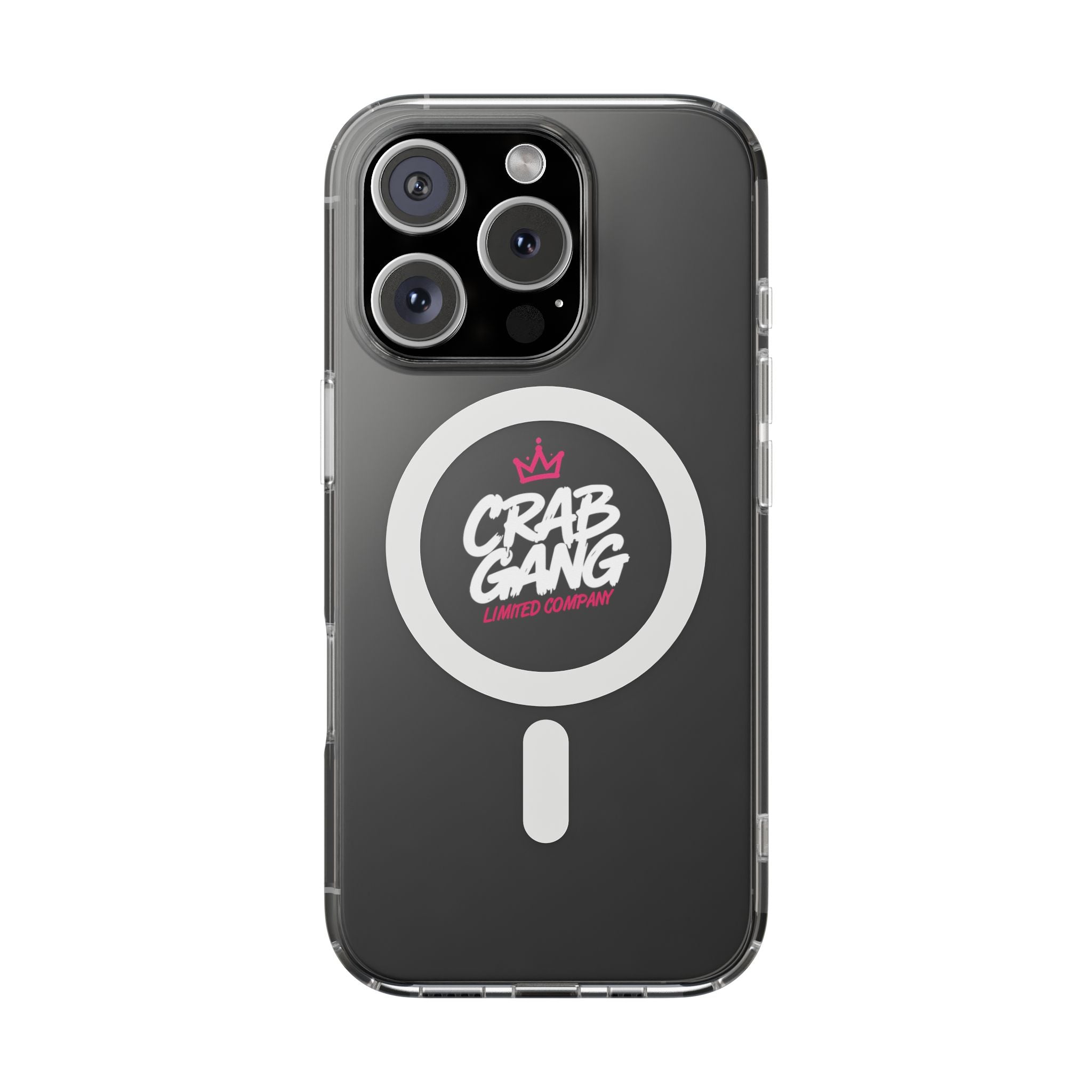 Clear Magnetic Phone Case — “Crab Gang” Logo Impact-Resistant Cover