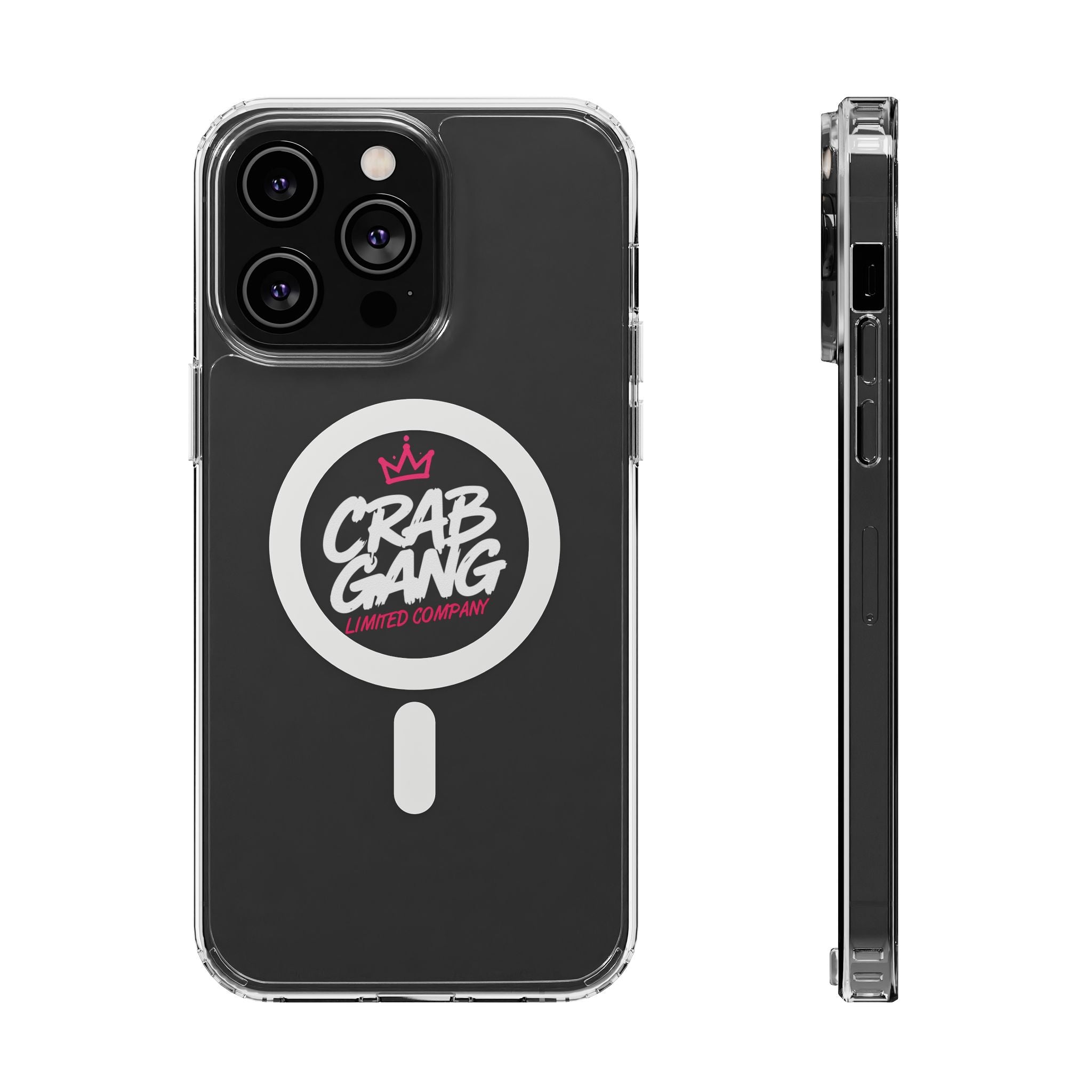 Clear Magnetic Phone Case — “Crab Gang” Logo Impact-Resistant Cover