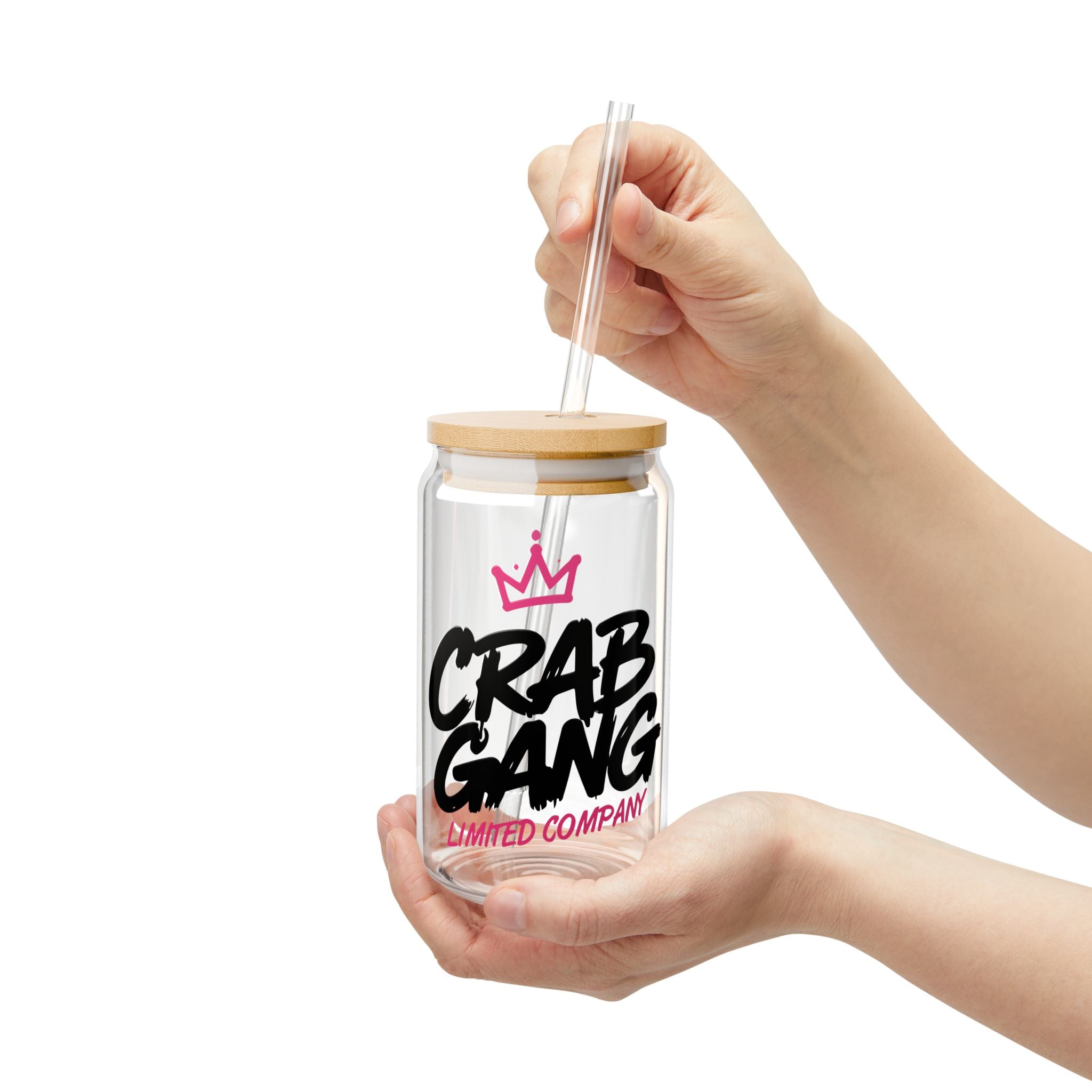 Crab Gang 16oz Sipper Glass with Straw – 'Limited Company' Clear Drink Tumbler