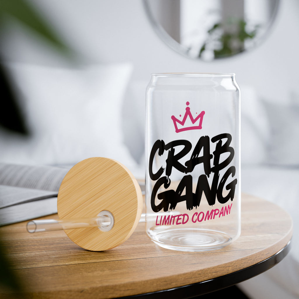 Crab Gang 16oz Sipper Glass with Straw – 'Limited Company' Clear Drink Tumbler