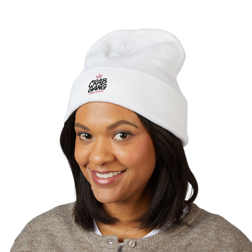 Crab Gang Embroidered Cuffed Beanie — Streetwear Knit Hat