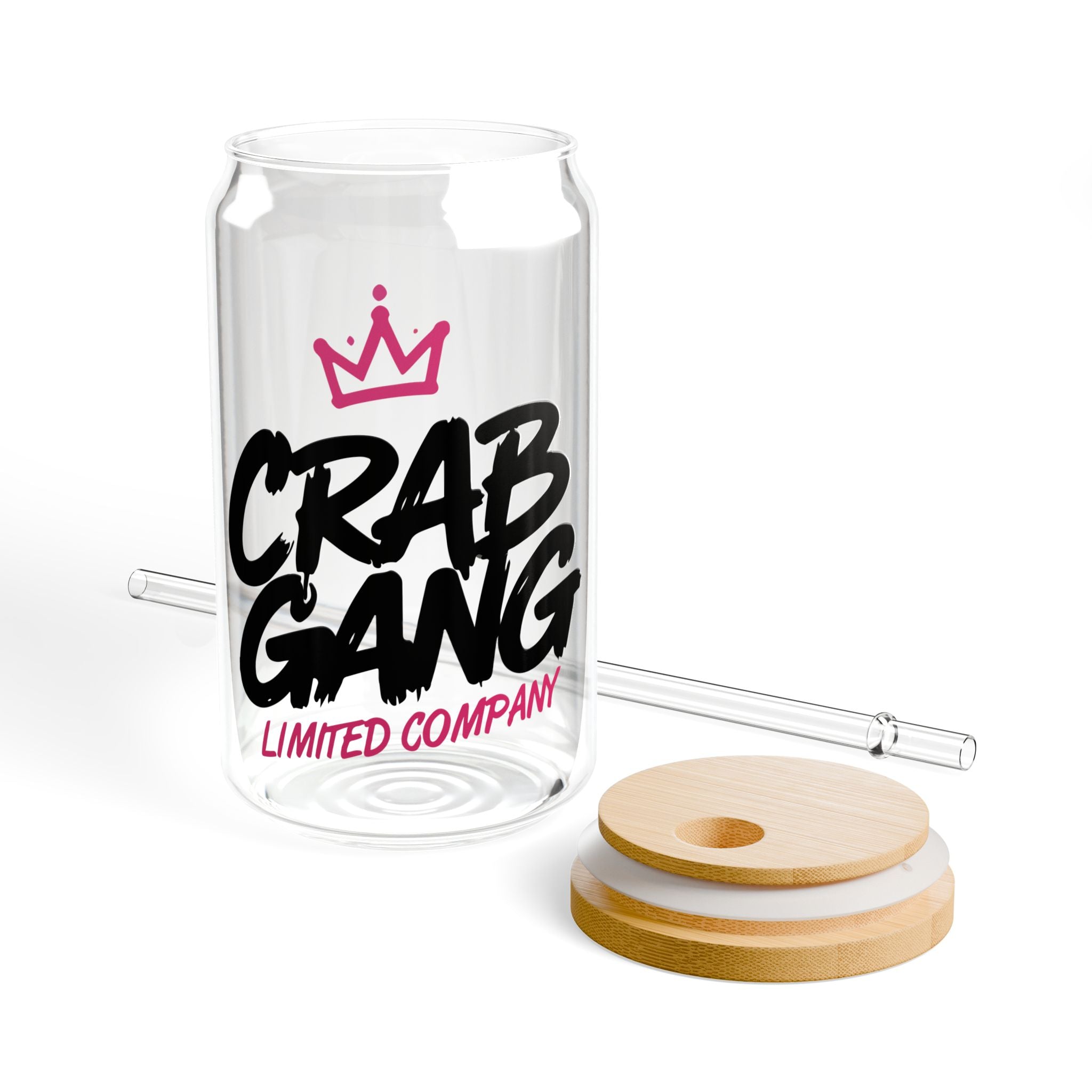 Crab Gang 16oz Sipper Glass with Straw – 'Limited Company' Clear Drink Tumbler