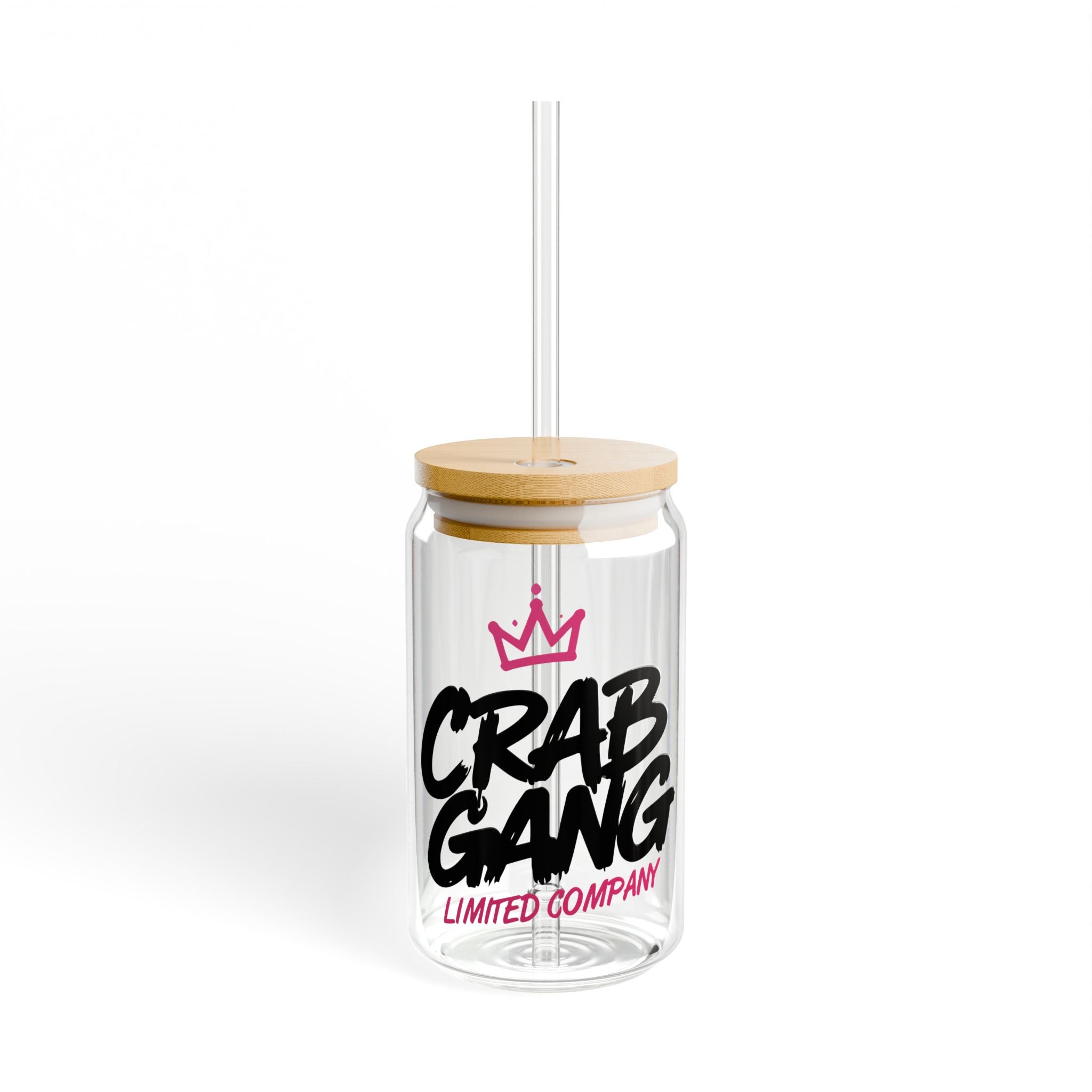 Crab Gang 16oz Sipper Glass with Straw – 'Limited Company' Clear Drink Tumbler