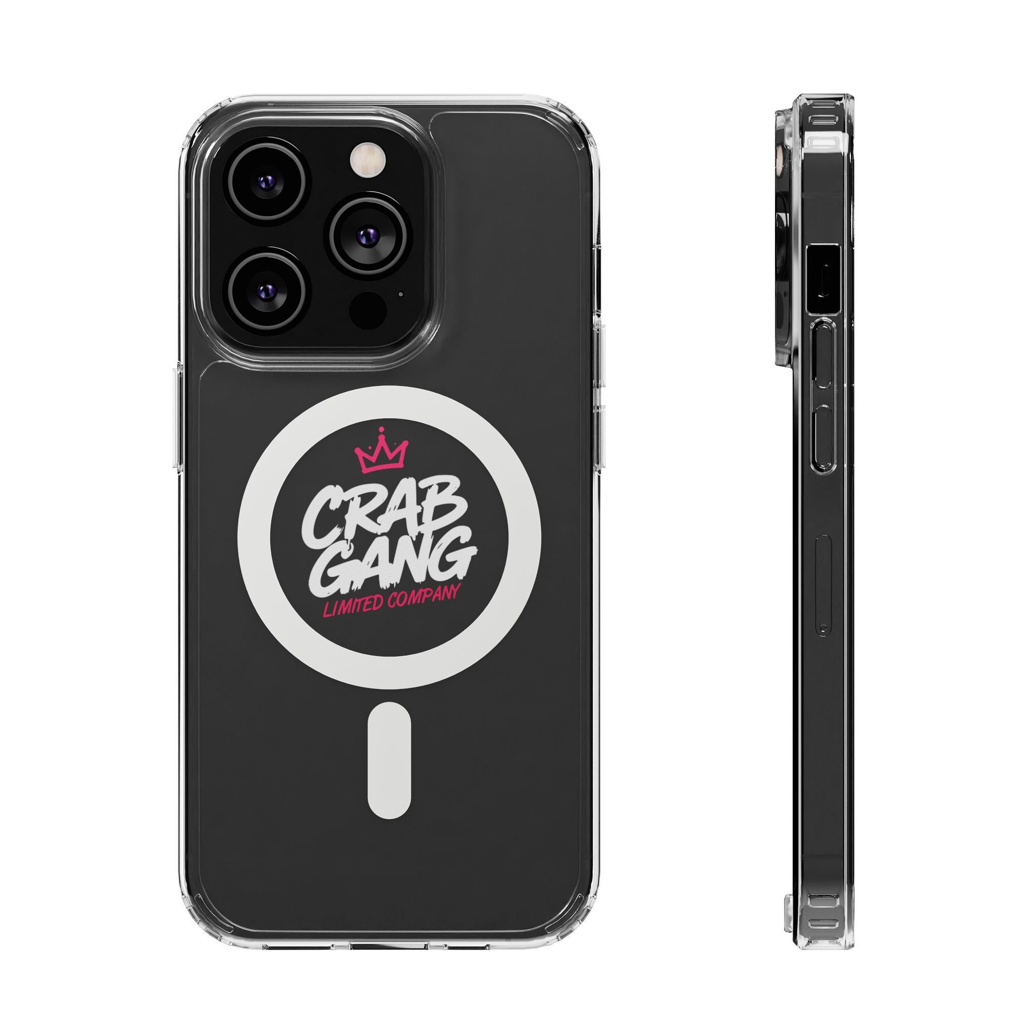 Clear Magnetic Phone Case — “Crab Gang” Logo Impact-Resistant Cover