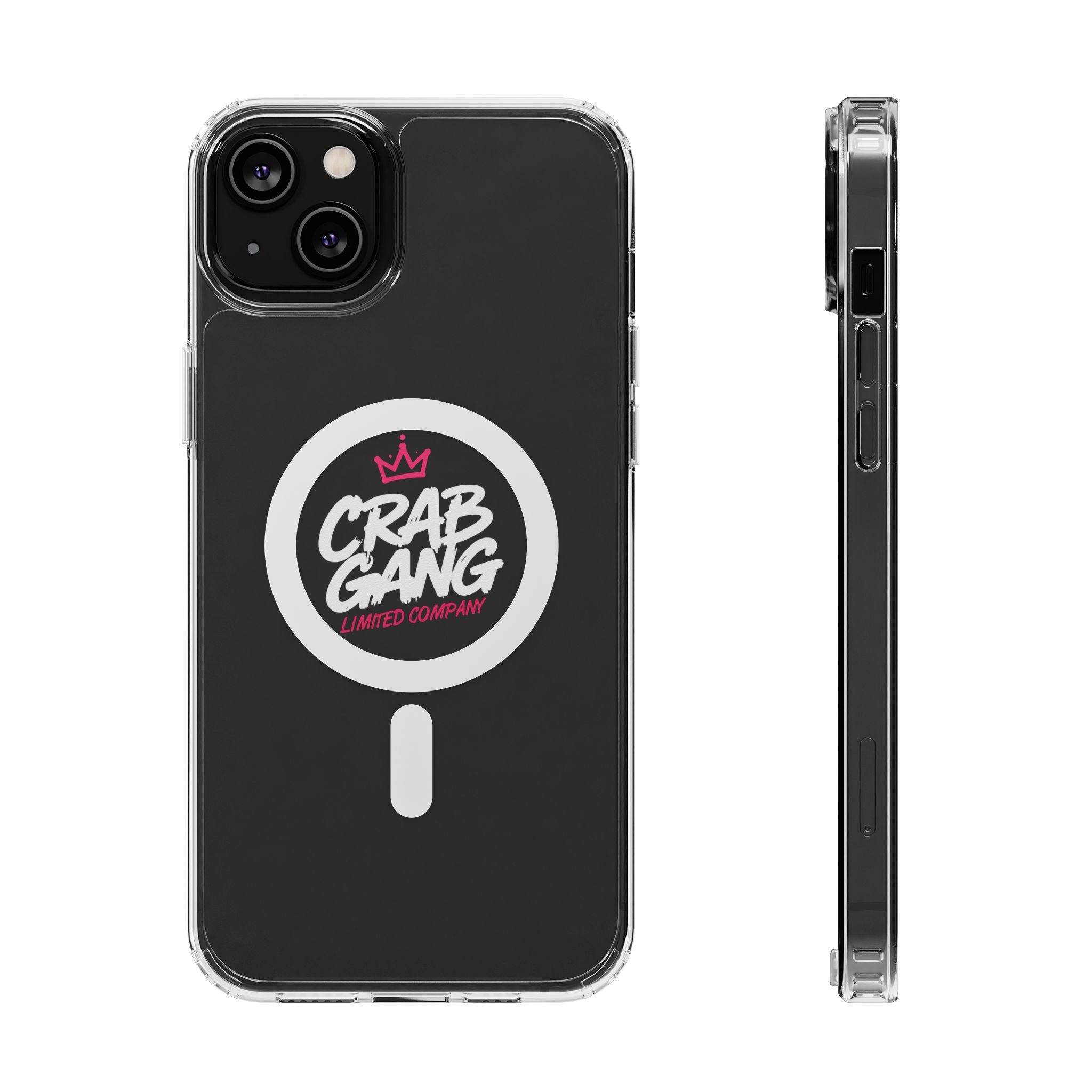 Clear Magnetic Phone Case — “Crab Gang” Logo Impact-Resistant Cover