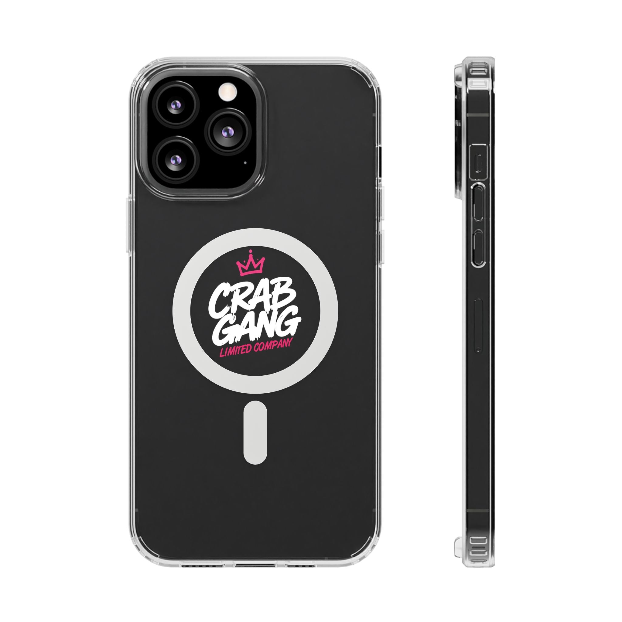 Clear Magnetic Phone Case — “Crab Gang” Logo Impact-Resistant Cover