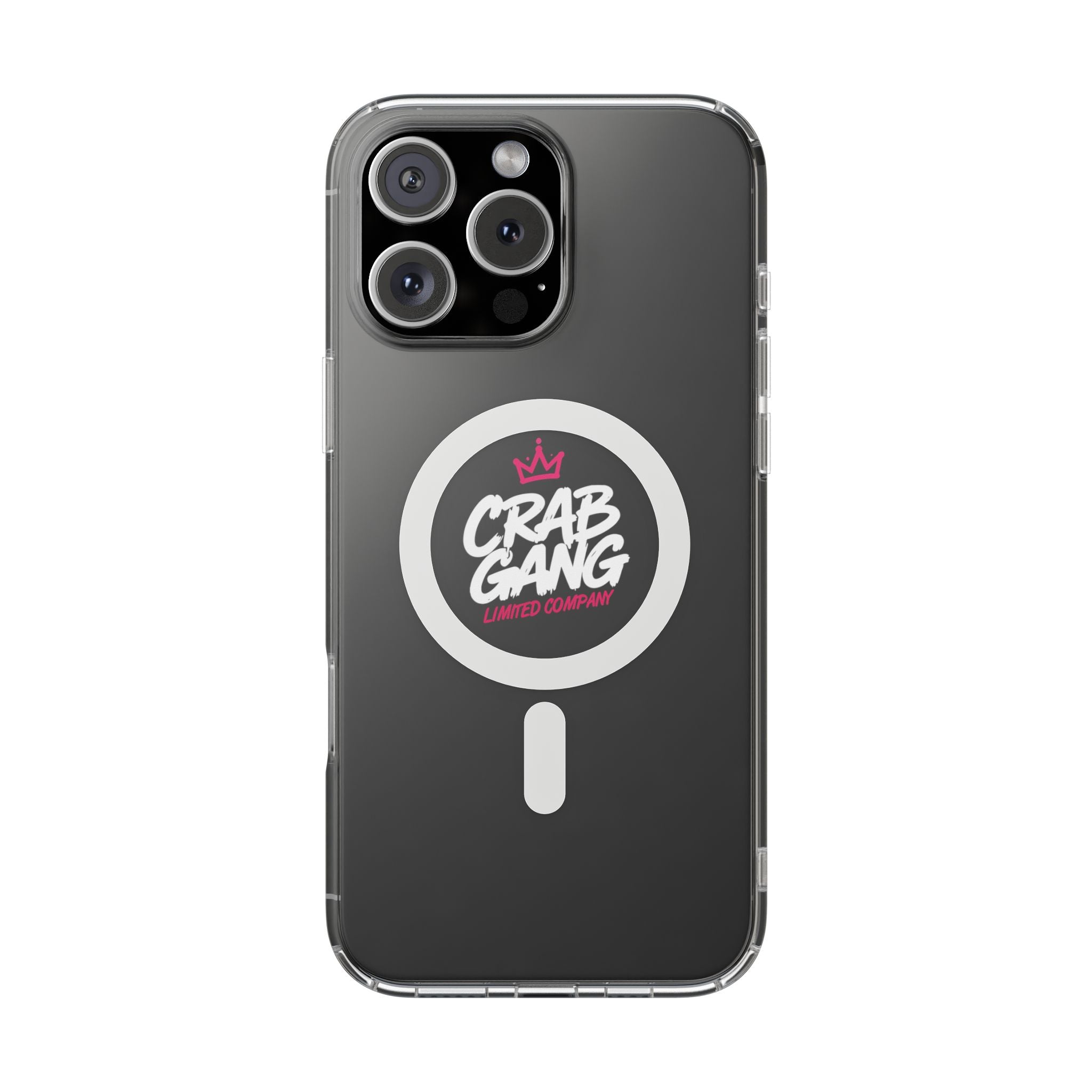 Clear Magnetic Phone Case — “Crab Gang” Logo Impact-Resistant Cover
