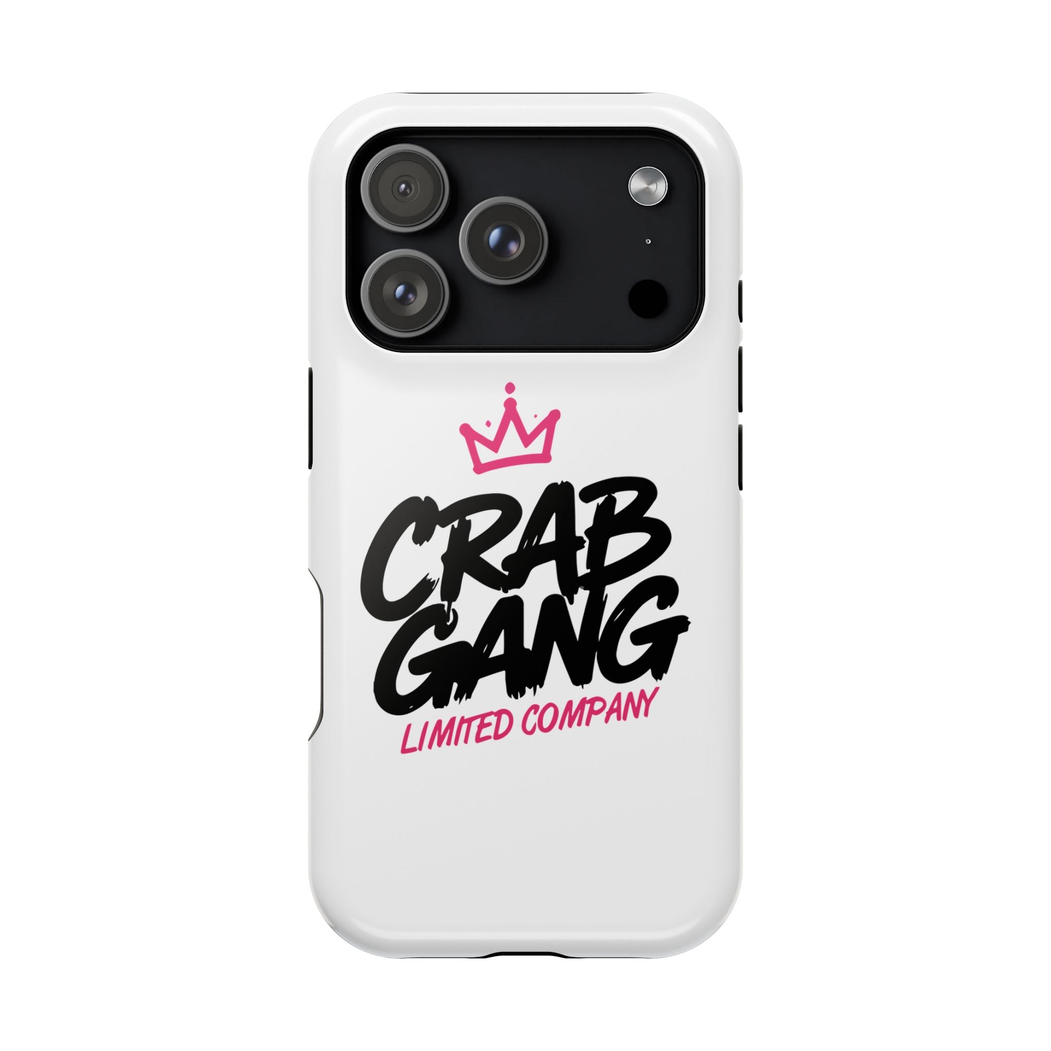 Crab Gang Magnetic Impact-Resistant Phone Case — Bold Script Logo with Pink Crown